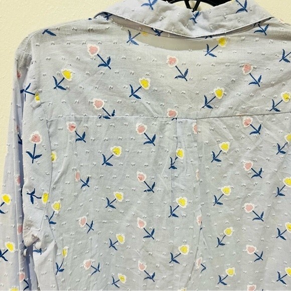 NWT Baby Blue Button Up Blouse with Floral Embroidery and Swiss Dots Sz. Medium - Picture 10 of 10